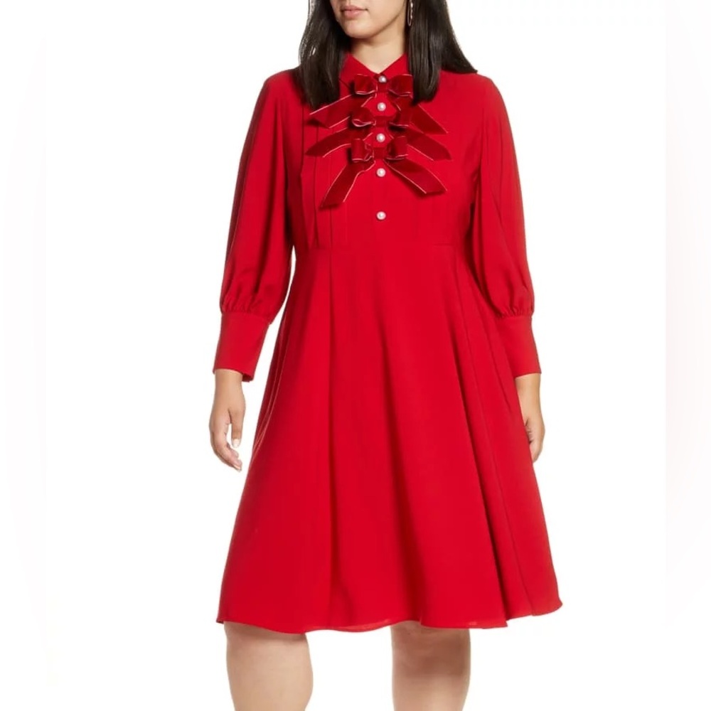 Halogen x Atlantic-Pacific Bow Detail Fit & Flare Dress Sz 12